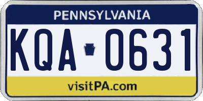PA license plate KQA0631
