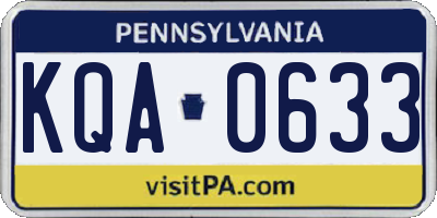 PA license plate KQA0633