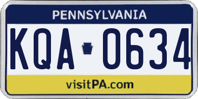 PA license plate KQA0634