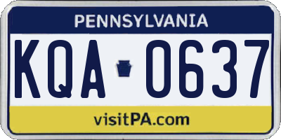 PA license plate KQA0637