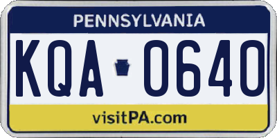 PA license plate KQA0640