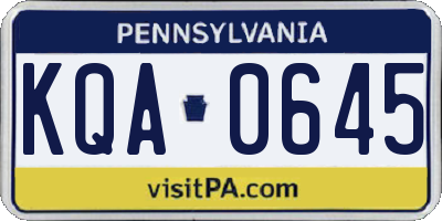 PA license plate KQA0645