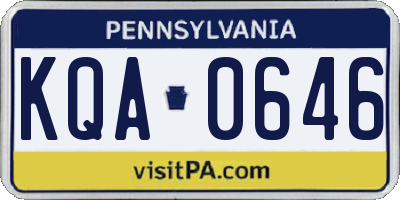 PA license plate KQA0646