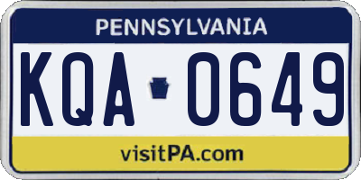 PA license plate KQA0649