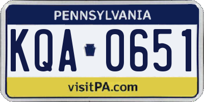 PA license plate KQA0651