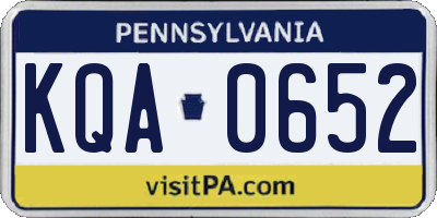 PA license plate KQA0652