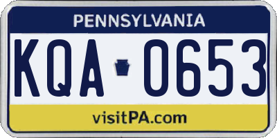 PA license plate KQA0653