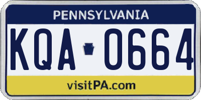 PA license plate KQA0664