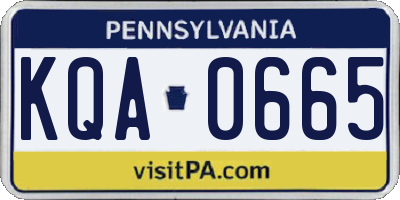 PA license plate KQA0665