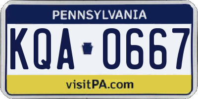 PA license plate KQA0667