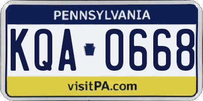 PA license plate KQA0668