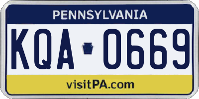 PA license plate KQA0669