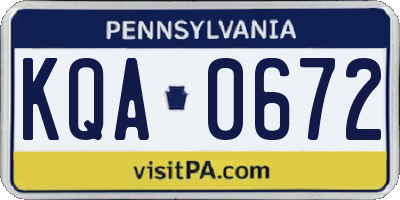 PA license plate KQA0672