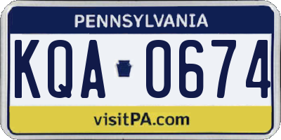 PA license plate KQA0674