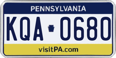 PA license plate KQA0680
