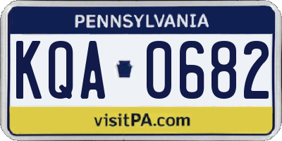 PA license plate KQA0682