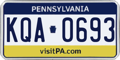 PA license plate KQA0693