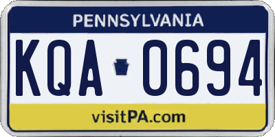 PA license plate KQA0694