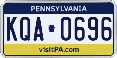 PA license plate KQA0696