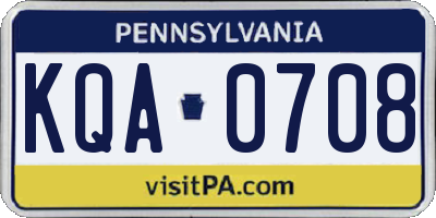 PA license plate KQA0708
