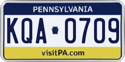PA license plate KQA0709