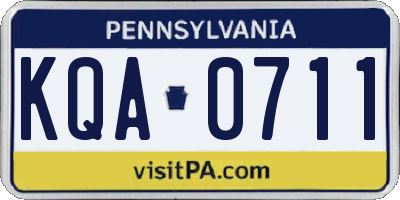 PA license plate KQA0711