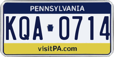 PA license plate KQA0714