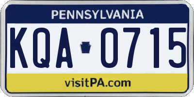 PA license plate KQA0715