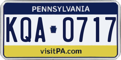 PA license plate KQA0717