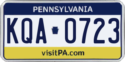 PA license plate KQA0723