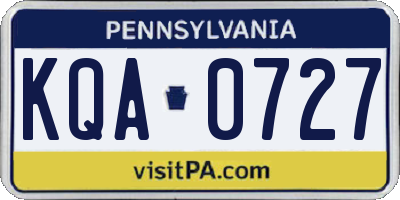 PA license plate KQA0727