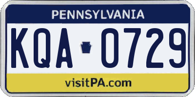 PA license plate KQA0729