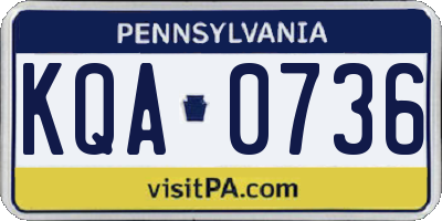PA license plate KQA0736