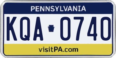 PA license plate KQA0740