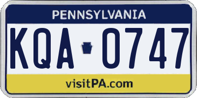PA license plate KQA0747