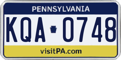 PA license plate KQA0748