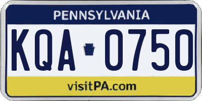 PA license plate KQA0750