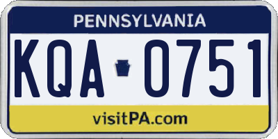 PA license plate KQA0751