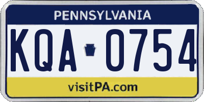 PA license plate KQA0754