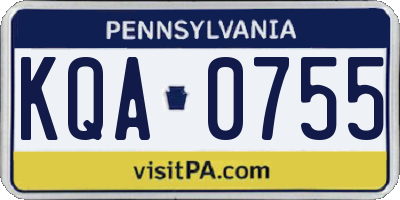 PA license plate KQA0755