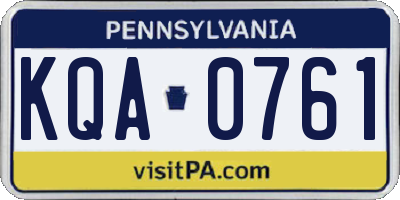 PA license plate KQA0761