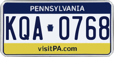 PA license plate KQA0768