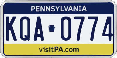 PA license plate KQA0774
