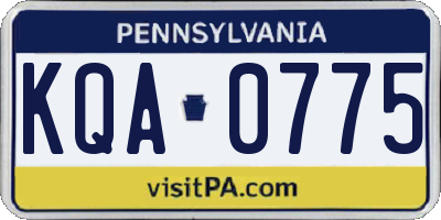 PA license plate KQA0775