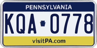 PA license plate KQA0778
