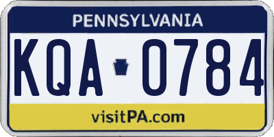 PA license plate KQA0784