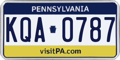 PA license plate KQA0787