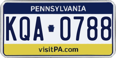 PA license plate KQA0788