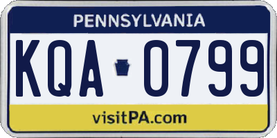 PA license plate KQA0799