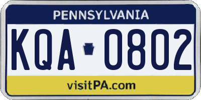 PA license plate KQA0802